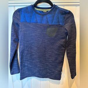 BELLAIRE Boys SIZE 10/12 Two Tone Blue Long Sleeve Tee Shirt